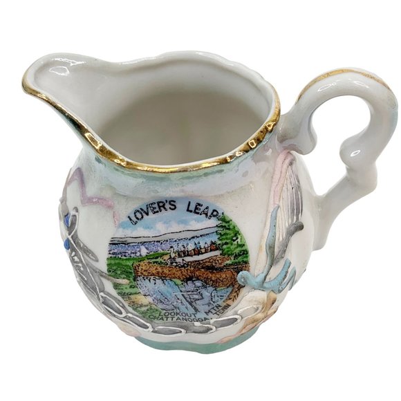 Vtg Dragonware Lusterware Creamer Moriage Lovers Leap Chattanooga TN Souvenir - Picture 5 of 12